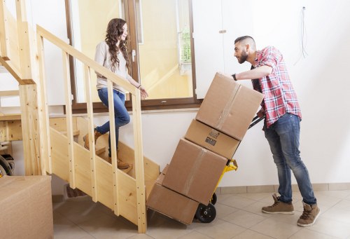 Packing materials and labelled boxes prepared for a local move